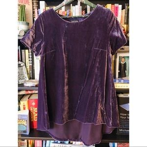 Lord & Taylor Purple Velvet Short-Sleeve Tunic Top